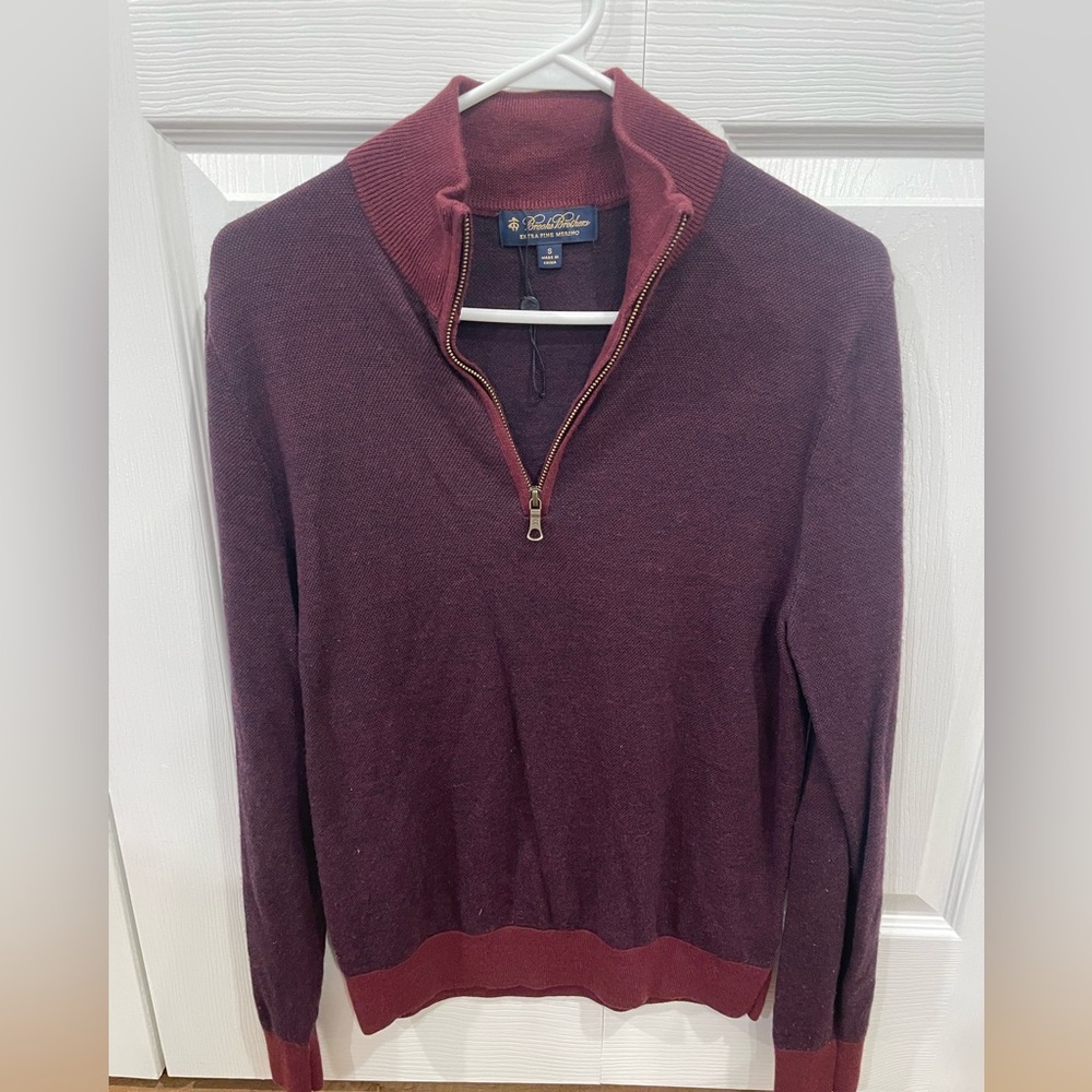 Brooks Brothers Men's Half-Zip Sweater in Burgundy and Maroon